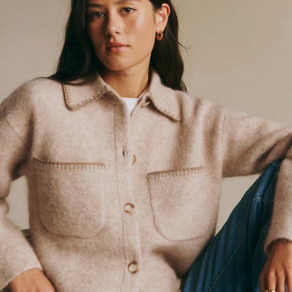 NWT Sezane Veste Lucien Sweater Size Medium Color: Taupe - Picture 4 of 4